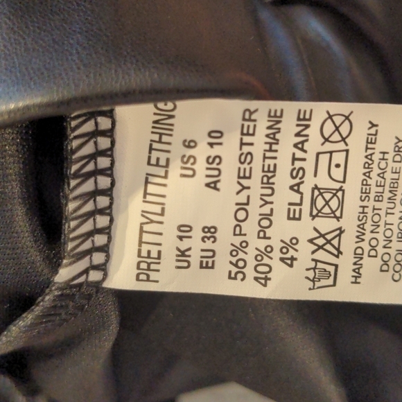 PrettyLittleThing Faux Leather Split Hem Trousers size 6 - Picture 9 of 9
